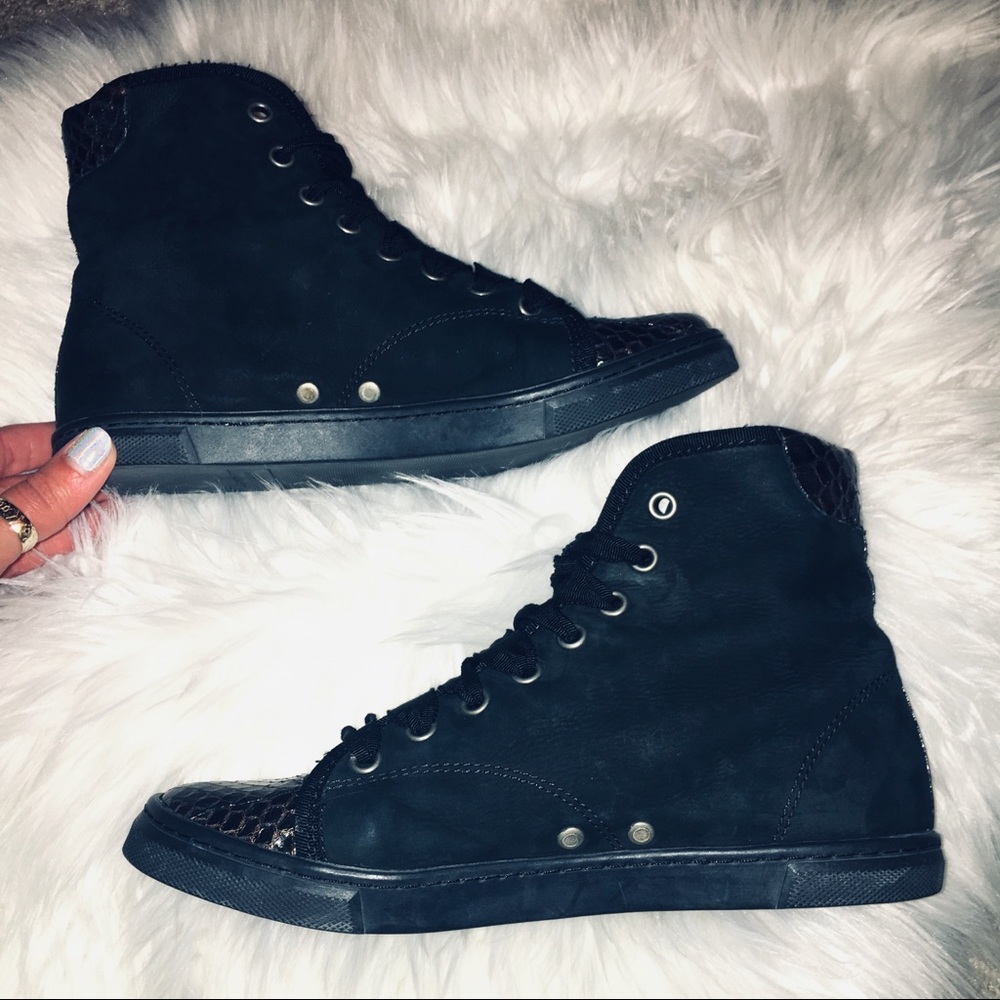 Lanvin Teal Python High Top Sneakers - image 3